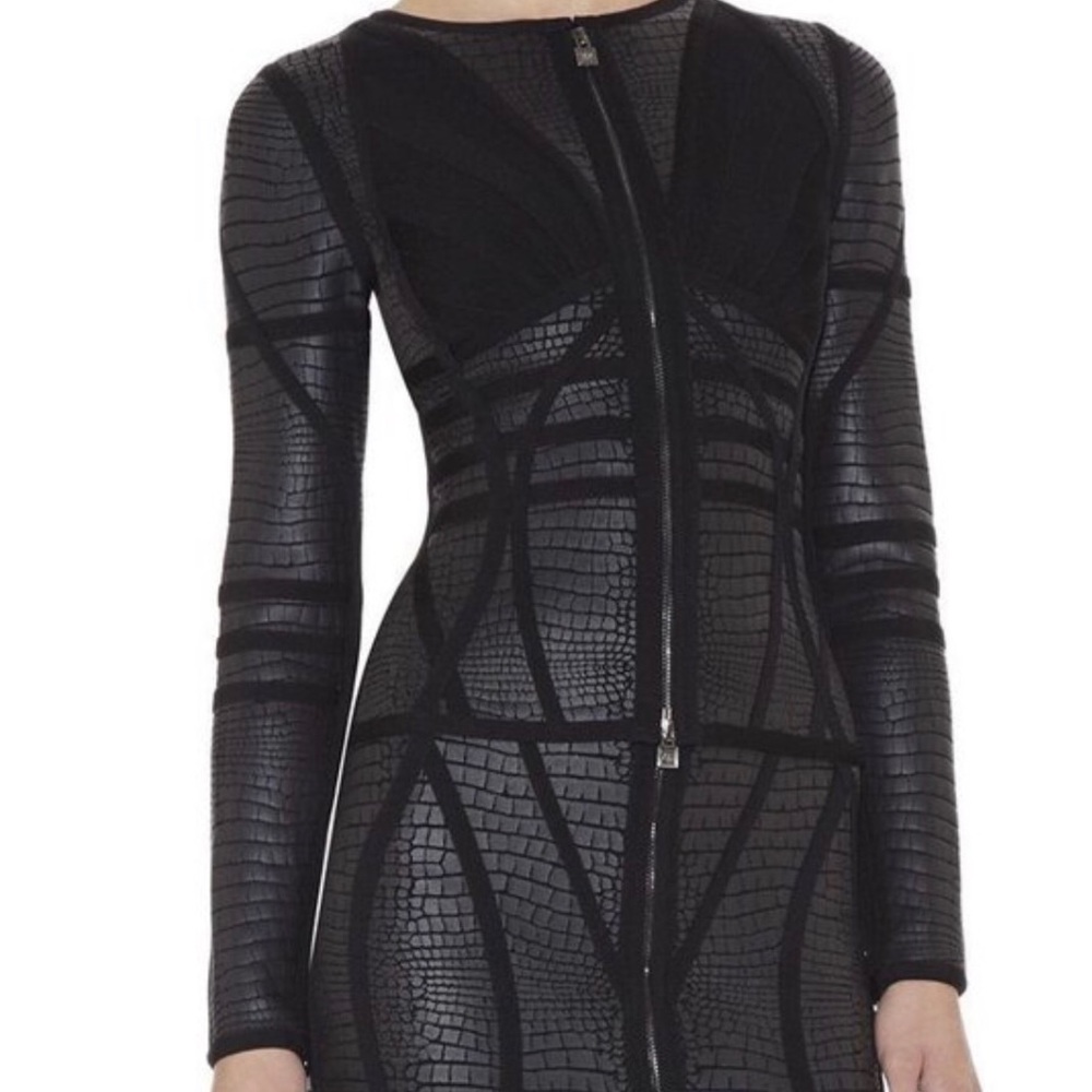 Black front zip bandage dress